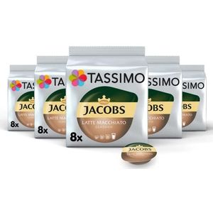 Tassimo Jacobs Type Latte Macchiato Classico, 5-pack koffiespecialiteit T-discs (5 x 8 dranken) Nieuw verpakkingsontwerp 5 x 264 g
