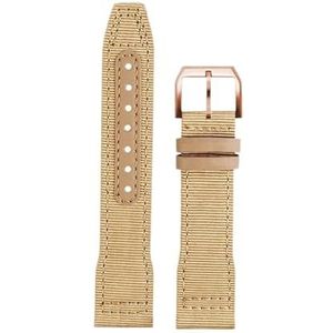 For IWC Nylon Horlogeband for Grote Piloot for Kleine Prins for Mark 18 Nylon Canvas Koeienhuid Heren Horlogeband 20 21 22mm Groene Armband (Color : Khaki-rose gold pin, Size : 20mm)