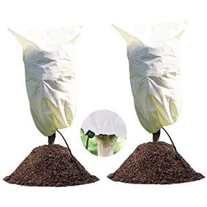 LINSOCLE 2 stuks Plant Fleece Vorstbescherming Cover, 100cm x 80 cm Beschermhoes voor Planten, Winter Tuin Fleece Beschermt Potplanten Tegen Vorst, Wind en Regen