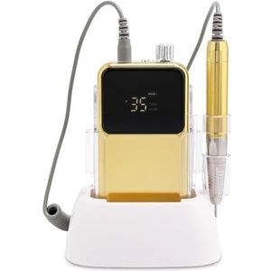 De beste borstelloze 85W elektrische nagelvijl 35000 RPM snoerloos, stil en stabiel, lange levensduur nagelboormachine(Gold,UK)