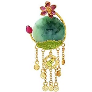 Broche Spelden Voor Dames Jade Lotus Lotusblad Broche Pin Elegante Accessoires Kwastje Broche Luxe Broche Sieraden Prachtige Broche Dames Art