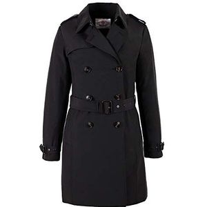 Grimada Dames trenchcoat overgangsjas klassieke mantel jas trench met riem, zwart, 42