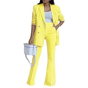 Sawmew - Damespak - Geel - Tweedelig - Slim Fit - Blazer en Broek