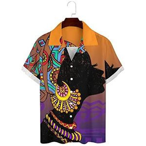 Mooie Zwarte Vrouw Mannen Hawaiiaanse Shirts Korte Mouw Guayabera Shirt Casual Strand Shirt Zomer Tshirts M