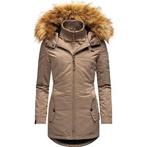 MARIKOO Sanakoo Warme winterparka voor dames, met capuchon, XS-XXL, taupe, XXL