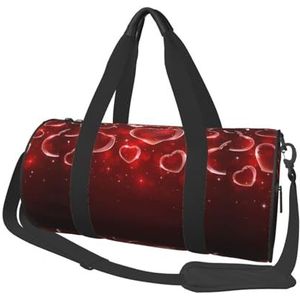Rood hart, grote capaciteit reizen plunjezak ronde handtas sport reistas draagtas fitness tas, zoals afgebeeld, Eén maat