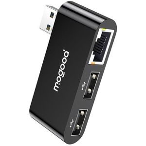 MOGOODE USB aan Gigabit Ethernet Adapter, USB Hub met 2*USB2.0 en RJ45 1000Mbps, Zwarte Ethernet LAN Netwerkadapter voor MacBook Pro/Air, iPad, XP, Windows enz.