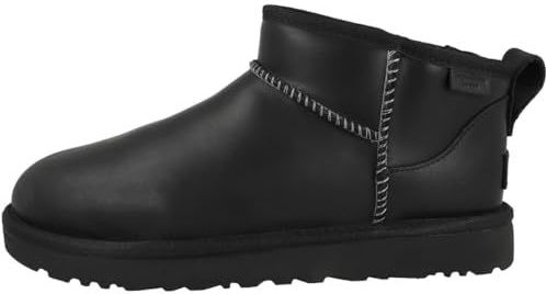 UGG - Classic Ultra Mini Leather - Enkellaarsjes - Zwart - Leder