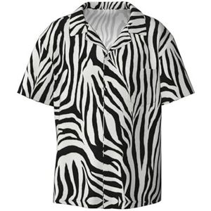 OdDdot Zebra Print Print Heren Button Down Shirt Korte Mouw Casual Shirt voor Mannen Zomer Business Casual Jurk Shirt, Zwart, S