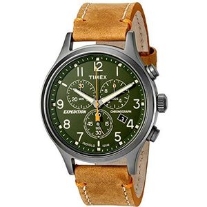 Timex Men's TW4B04400 Expedition Scout Chrono Tan/Green Leather Strap Watch