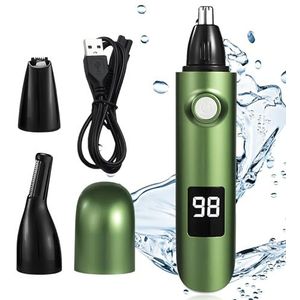 3-in-1 neushaartrimmer, oplaadbaar, USB, neus- en oortrimmer, met led-display, voor neus-, wenkbrauw- en gezichtshaar