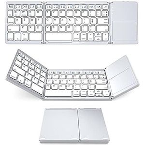 KKPLZZ Drie vouwen Wireles toetsenbord,Draagbaar Mini Draadloos Bluetooth Touchpad Toetsenbord Compatibel voor IOS Android