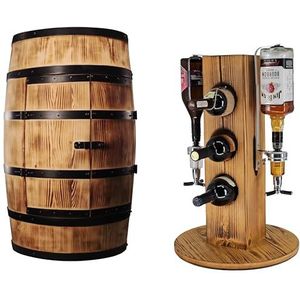 CREATIVE COOPER Set bestaande uit een houten bar wijnvat met deur en een wijnrek met 2 schenktuiten, zonverbrand