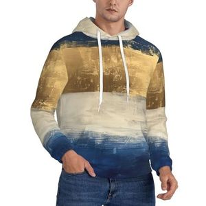 FBGHHTY Goud Blauw Wit Print Unisex Hooded Pullover Voor Dagelijks Casual Wear Mode Warme Uitstapjes Reizen Hoodie, Zwart, XS
