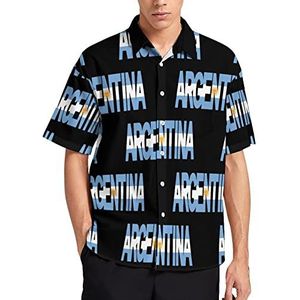 Hawaiiaans shirt met vlag van Argentinië voor heren, zomer, strand, casual, korte mouwen, button-down shirts met zak