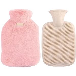 DieffematicRSD Warmwaterkruik Warmwaterkruik met zachte hoes Klassieke warmwaterzak om de winter warm te houden (Color : Pink)