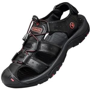 ZYLDK Sandalen voor heren Wandelsandalen outdoorsporten zomer strand vissersleer leren sandaal verstelbare wandelriem trekking casual ademend