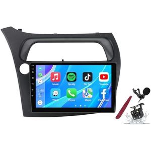Android 14 Autoradio Sat Navi voor H-onda Civic (2006-2011) 9 Inch Touchscreen Multimedia Speler met Draadloze Carplay GPS Navigatie FM RDS Bluetooth 5G-WiFi SWC DSP,M100s