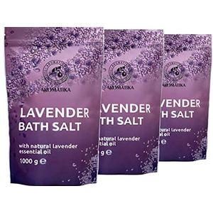 Zee badzout set lavendel - 3kg - bad zeezout met etherische lavendelolie - aromatherapie bad - lichaamsverzorging - goede nachtrust - ontspanning - goede stemming badgeur - badadditief 3 x 1kg
