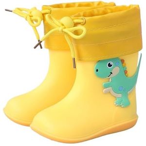 Regenschoenen for jongens en meisjes, regenlaarzen, waterdichte schoenen, antislip regenlaarzen(Color:Yellow velvet,Size:Size 19/19cm)