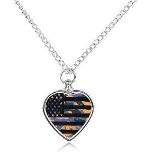 Geel Camo US Vlag Hart Urn Ketting voor As Crematie Sieraden Memorial Hanger Keepsake