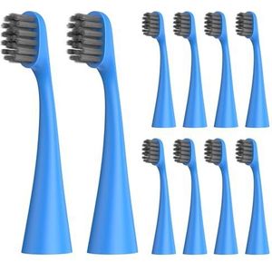 Vervangende tandenborstelkoppen compatibel met Burst Kids Tandenborstelkoppen 10 Pack - Zachte Houtskool Borstelharen voor Diepe Reiniging, Blauw