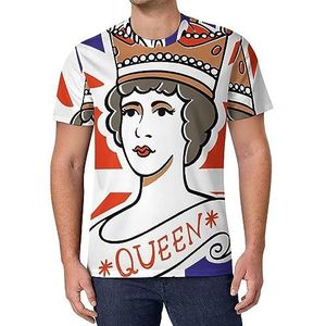 Queen of the UK T-shirt voor heren met korte mouwen, casual T-shirt met ronde hals, modieuze zomertops