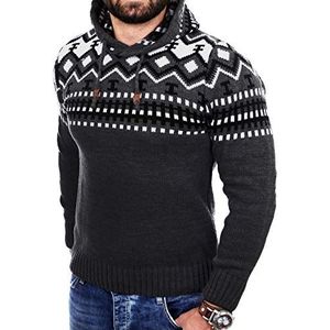 Reslad RS-3013 Noorse trui voor heren, wintertrui, gebreide herentrui met kap