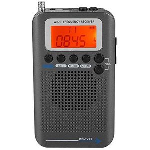 VHF Airband Radio, Winnaar Portable Airplane Band Radio Receiver VHF Portable Full-Band Radio Recorder Full Band Radio Receiver AIR/FM/AM/CB/SW/VHF, LCD-scherm met achtergrondverlichting (zwart)