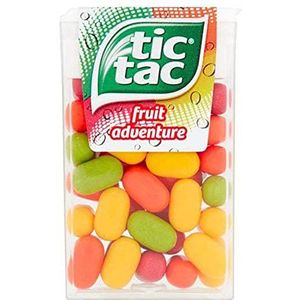 Tic Tac Fruit Adventure Snoep, voor kleine momenten van verfrissing in een handig pakket, bulk verpakking van 24 x 18g