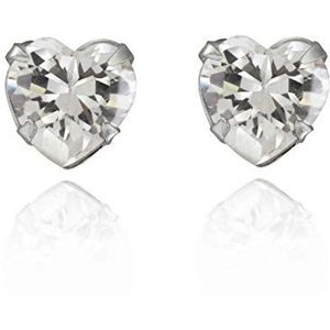 Sterling zilveren diamant 1.24ct hart oorknopjes (925)