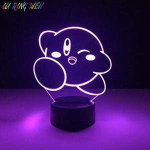 3D Nachtlampje Unieke Kind Led Nigh Licht Kirby Game Nachtlampje voor Kids Kamer Luminaria Licht Verjaardagscadeau Baby Slapen Led Nachtlampje 3D