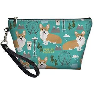 SEANATIVE Rits Organizer Leuke Corgi Patroon Cosmetische Tas Huidverzorging Opslag Case Waterbestendig Reizen Toilettas Make-up Tas voor Vrouwen
