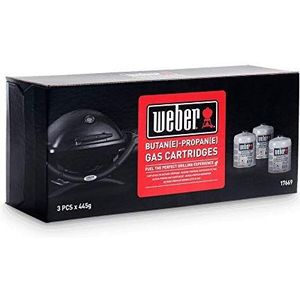 Weber Gasflessen | 3 x 445g Weber Gasflessen Set | Kleine Gasfles Barbecue Brandstof | Wegwerp Butaan/Propaan Gasfles Butane/Propaan Gasflessen| Aluminium Gasflessen (17669)