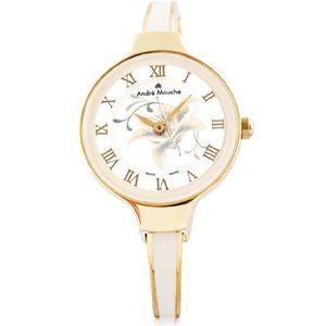 Andre Mouche GRACIA goud wit medium (5,5 in-6,5in) Zwitserse Womens horloge 422-02101
