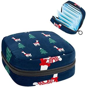 Kerstmis, Periode Pouch Draagbaar, Tampon Opbergtas,Tampon Houder voor Portemonnee Vrouwelijke Product Organizer, Meerkleurig, 4.7x6.6x6.6 in/12x17x17 cm