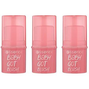essence baby got blush, rouge, nr. 30, roze, natuurlijk, stralend fris, veganistisch, zonder alcohol, zonder parabenen, zonder microplasticdeeltjes, verpakking van 3 (3 x 5,5 g)