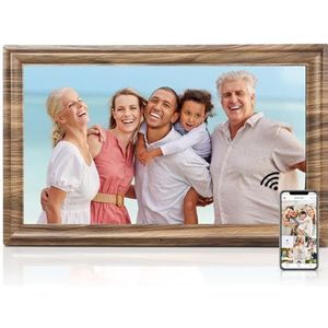 16 inch grote digitale fotolijst, Canupdog digitale fotolijst met 32 GB opslag muur monteerbaar, automatisch draaien, bewegingssensor delen foto video via app