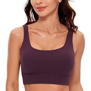 CRZ YOGA Butterluxe Womens U Back Sport BH met Scoop Neck Gewatteerde Low Impact Yoga Bra Workout Crop Top met Ingebouwde BH Donker paars M