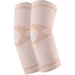 ZGXNYI 2 stuks elleboogsteun, elastische sportelleboogbeschermers, voor heren, elleboogbeschermers, basketbalarm, arm, elleboogbrace, sport, elleboogbeschermers (beige, S)