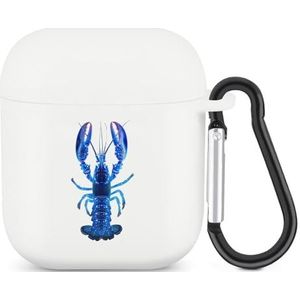 Blauwe Kreeft Leuke Case Voor AirPods 2&1 Schokbestendige Beschermende Hoofdtelefoon Gevallen Cover Met Sleutelhanger Voor Mannen Vrouwen