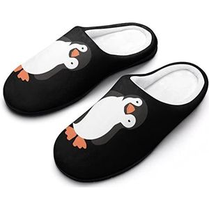 Pinguin Grappige Katoenen Slippers Voor Vrouwen Warme Anti-Slip Rubber Zool Huisschoenen Voor Indoor Hotel 11-12 (42-43)