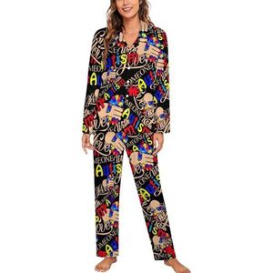 I Love Someone With Autisme Pyjama Sets met lange mouwen voor vrouwen Klassieke Nachtkleding Nachtkleding Zachte Pjs Lounge Sets