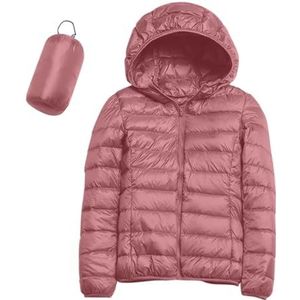 Lichtgewicht Donsjack For Dames, Gewatteerde Tienerjas, Meisjesjas, Winterski-jas Met Revers, Winterjas(Pink,3XL)