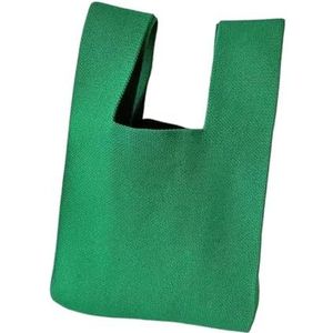 Knoop Pols Tas Handgemaakte Gebreide Handtas Vrouwen Mini Knoop Pols-tas Vrouwelijke Casual Kleur Brede Tote Tas Herbruikbare Boodschappentas Pols Bag, Groen, Eén maat