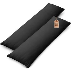 NatureMark 2-pack jersey kussensloop kussenslopen zijslaper hoofdkussen nekkussen vele maten en kleuren OEKO-TEX (40 x 145 cm (zijslaper / zoogkussensloop), zwart)...