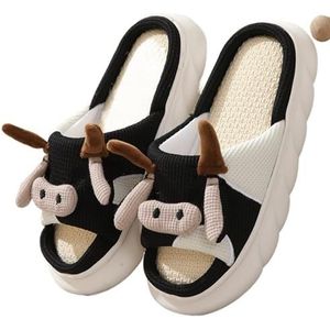 GSJNHY Open teen huisschoenen schattige dierenpantoffels voor vrouwen meisjes mode pluizige winter warme pantoffels vrouw huis slippers grappige schoenen, Zwart A, 28-29(18.5CM)