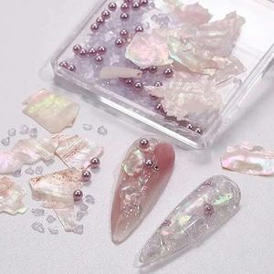 Elegante parel abalone schelp nagel manicure decoratie glinsterende aurora onregelmatige schelp plak vlok fragment bedel pailletten-S198-01