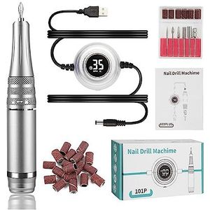 Elektrische nagelboor, 35000 RPM elektrische nagelboor, professionele draagbare elektrische nagelvijl Professioneel for acryl, gelnagels Gemakkelijk te gebruiken, voor acryl- en gellak (Color : 101P
