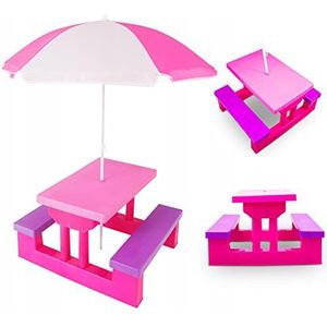 Coil Kindertafels, tuintafels, kinderpicknicktafel met banken, parasol, kinderzitbank, tafel, bank of stoel